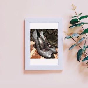 Enzo Angiolini “Eamaylie” Silver Quilted Heels